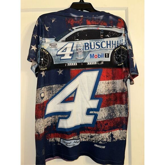 Kevin Harvick Stewart-Haas Racing Team Collection White Sublimated Patriotic T-S - Picture 5 of 5